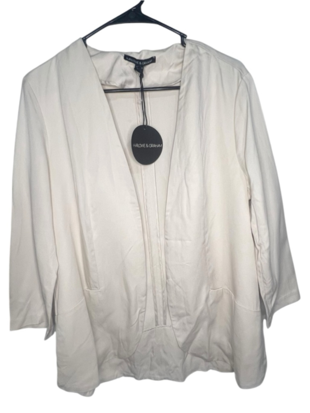 NWT Harlow & Graham Ivory Open Front Professional Blazer Jacket